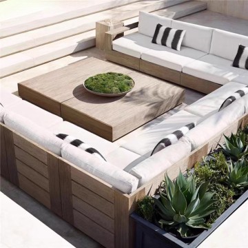 Luxury Contemporary Corner Wooden Patio Outdoor Furniture