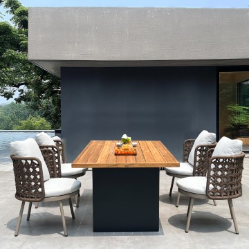 Patio Outdoor Rattan Metal dining chairs set of 4