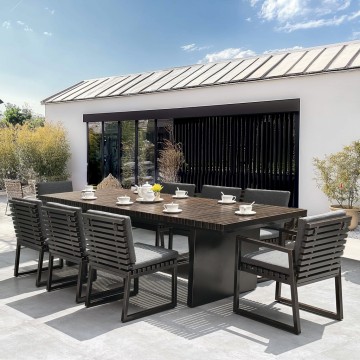modern 8 person black metal outdoor dining table