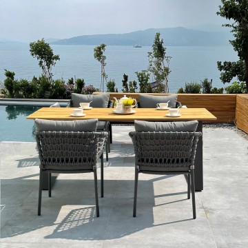 Factory Outdoor rattan woven metal dining set