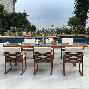 6-8 person Customizable Teak Solid Wooden Outdoor Dining Set
