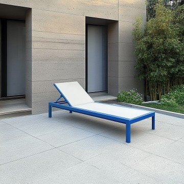 Blue metal garden furniture lounge chair