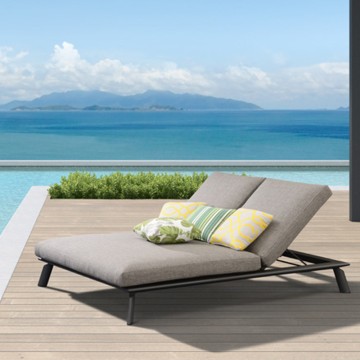 outdoor aluminum double chaise lounge bed