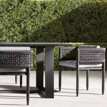 black aluminum metal outdoor patio dining table