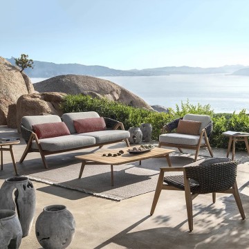 modern teak wood small deck outdoor furniture set foshan