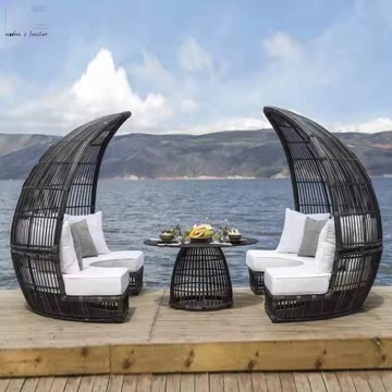 All Weather Plastic Rattan modular lounge daybed Furniture