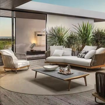 foshan modern eco outdoor garden corner sofa furniture teak