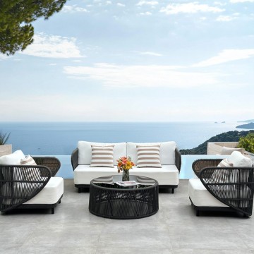 black aluminum wicker rattan patio garden furniture set