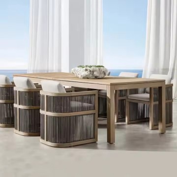 outdoor patio wooden teak dining table and chairs
