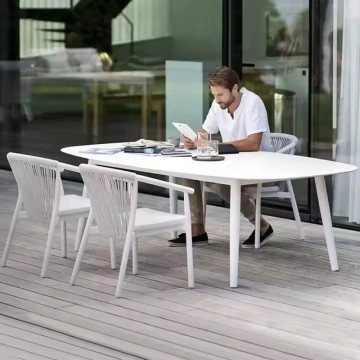 cheap picnic white metal outdoor dining table