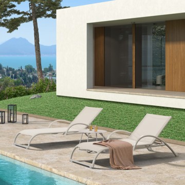 Aluminium Mesh Recliner Sunbed Chair Sun Lounger