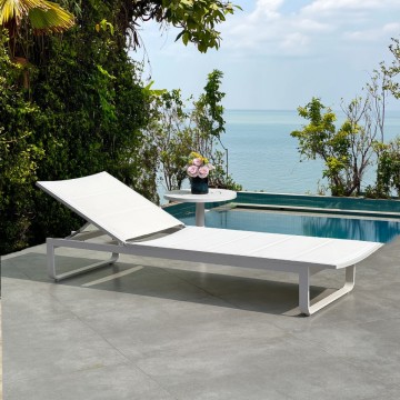 1 Person Aluminum Frame Chaise Chair Sun Lounger