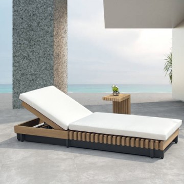 Solid Wood Pool Patio Chaise Lounger Garden Furniture