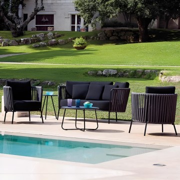 modern design black villa garden rope sofa set