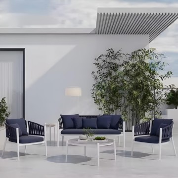 blue rope wave outdoor garden aluminum furniture set