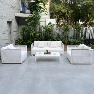 High-End Villa White Aluminum Patio Garden Sofas