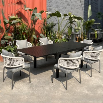 Rope Weaving extendable outdoor Dining table Set