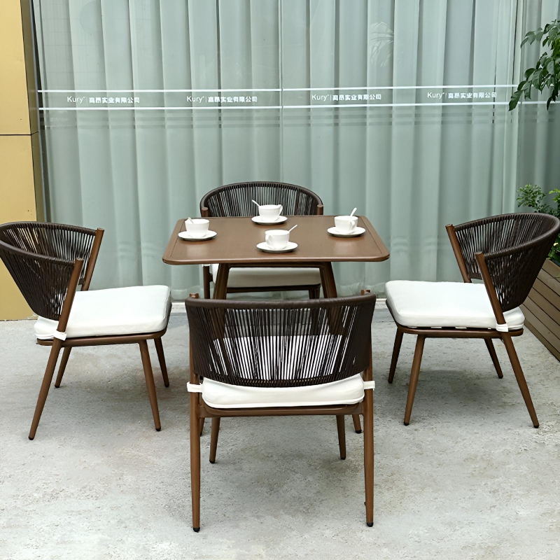 Outdoor Leisure Coffee Rattan Table And Chairs Set