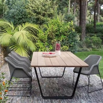 Wood Rope Woven Aluminum outdoor dining table set