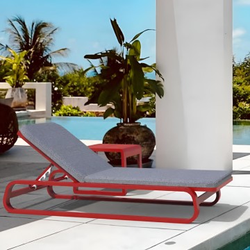 red aluminum garden chaise sun loungers chair