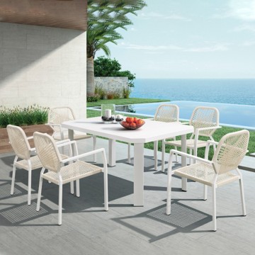 6 people white Aluminum outdoor dining set