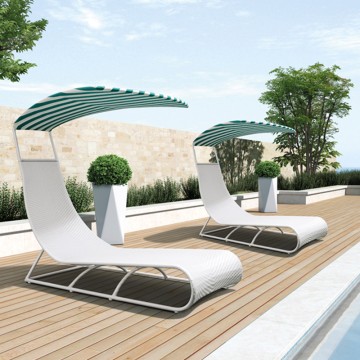 New Design PE Rattan Beach Chaise Outdoor Sun Lounger