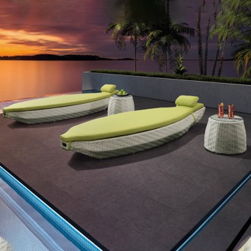 outdoor hotel swimming pool rattan leaf sun lounger