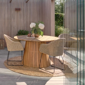 rattan round garden outdoor patio table and chairs