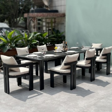 large 8 person aluminum outdoor dining table set