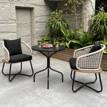 small modern aluminum rope patio garden dining set