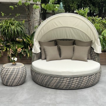 Hotel Villa Outdoor rattan Round Canopy Daybed