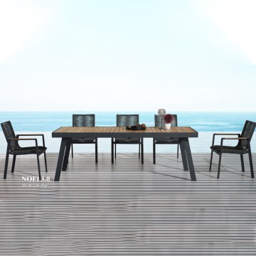 8 seater black metal outdoor dining table set
