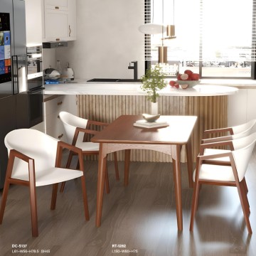 nordic small wooden dining table chair set