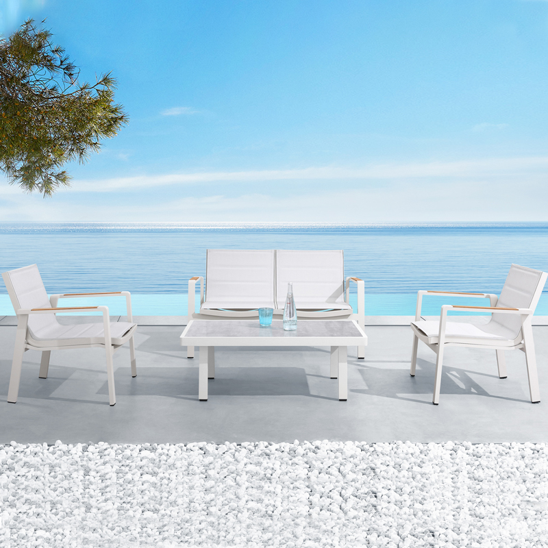 cast aluminum garden furniture sofa outdoor white