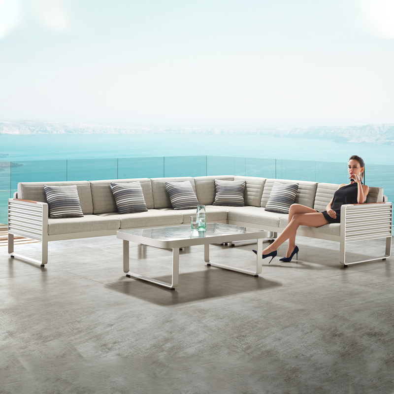 cast aluminum l shaped outdoor garden furniture
