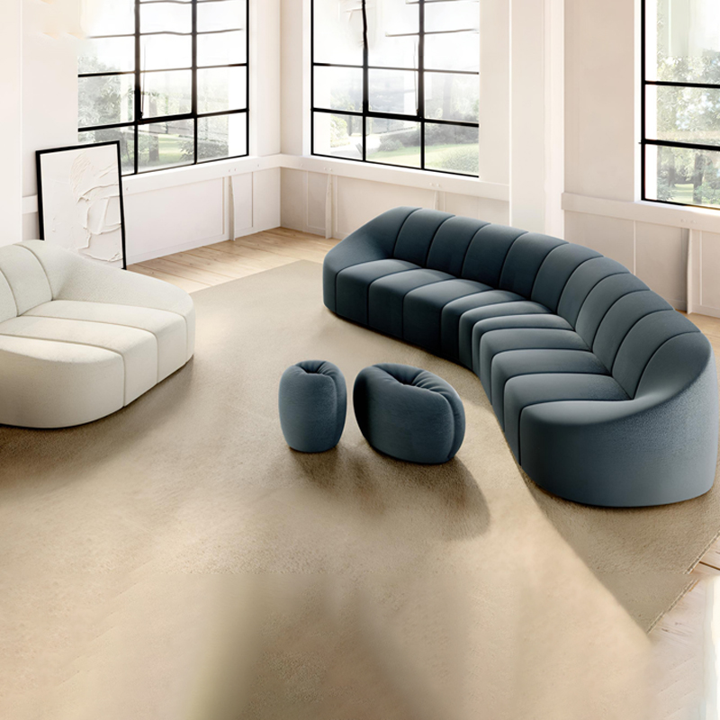 sofa kain biru ruang tamu baru untuk dijual