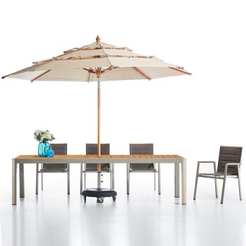 6 seater aluminum outdoor dining set with umbrella