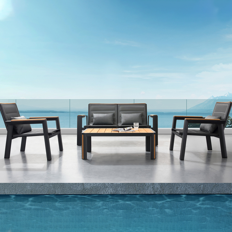 black cast aluminum metal small patio furniture