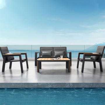 black cast aluminum metal small patio furniture