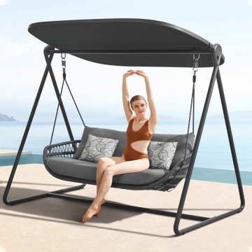 sliding patio outdoor hammock swing camping chairs with stand