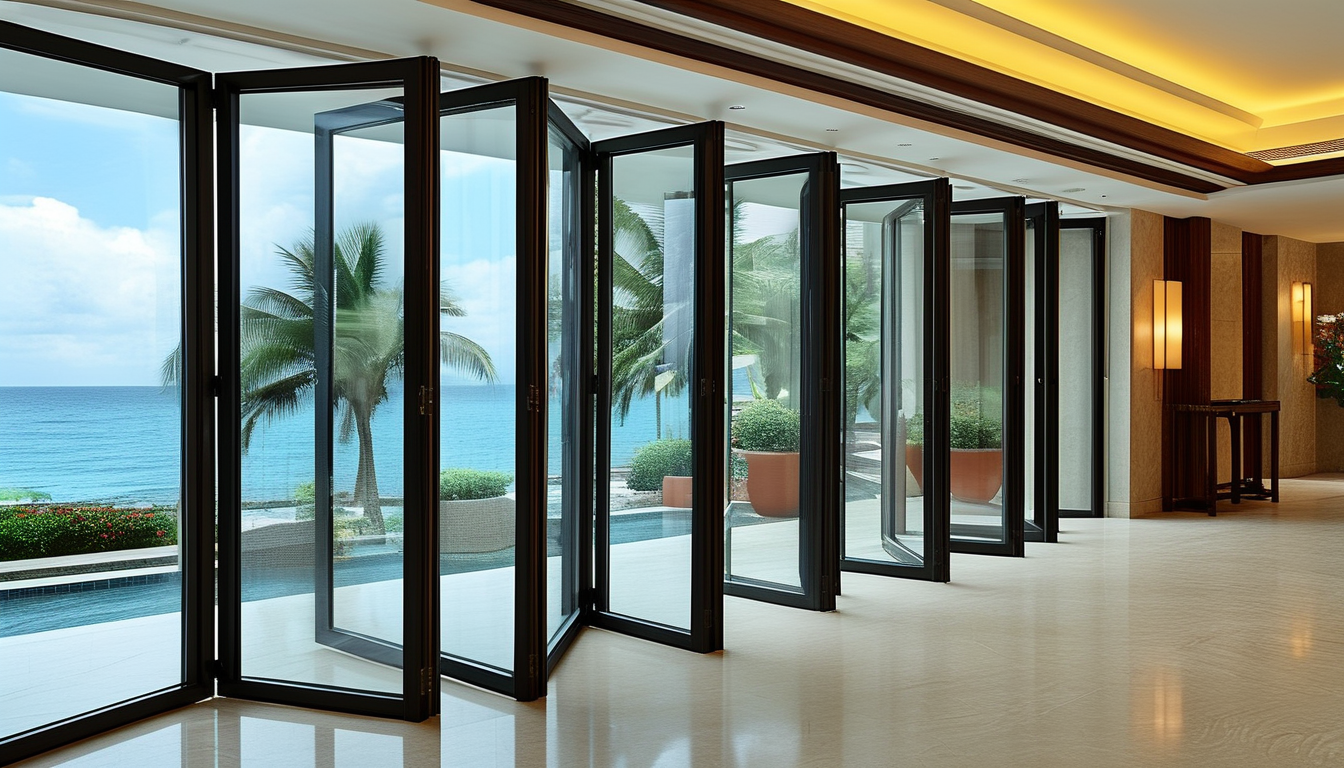 Aluminum Folding Glass Door For Hotels & Resorts