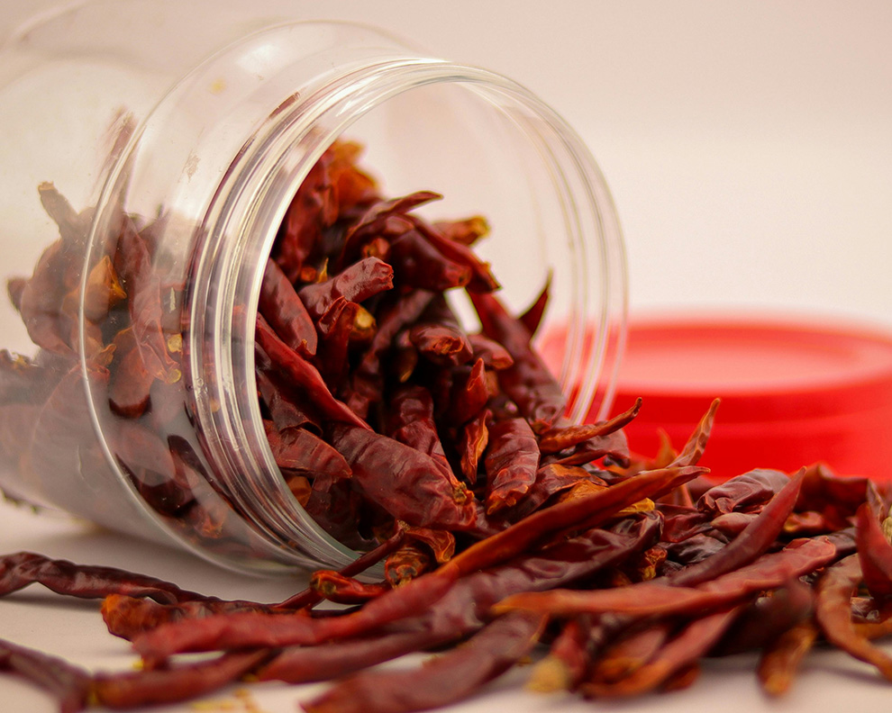 air dried dehydrated chili pepper whole