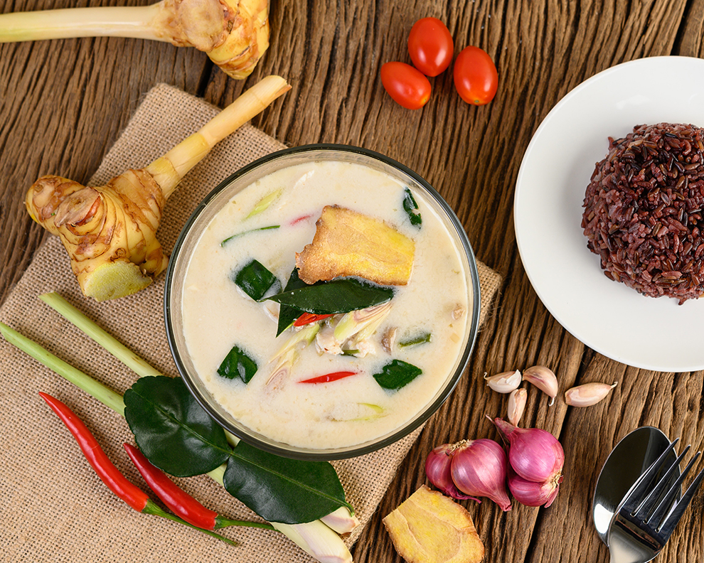 tom-kha-kai-bowl-with-kaffir-lime-leaves-lemongrass-red-onion-galangal-chilli