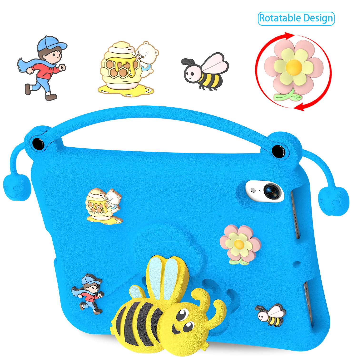 Cartoon iPad Tablet Protective Case for Children blue