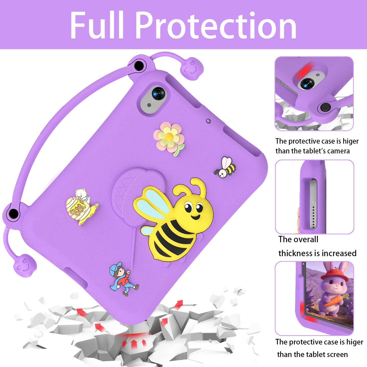 Cartoon iPad Tablet Protective Case for Children purple