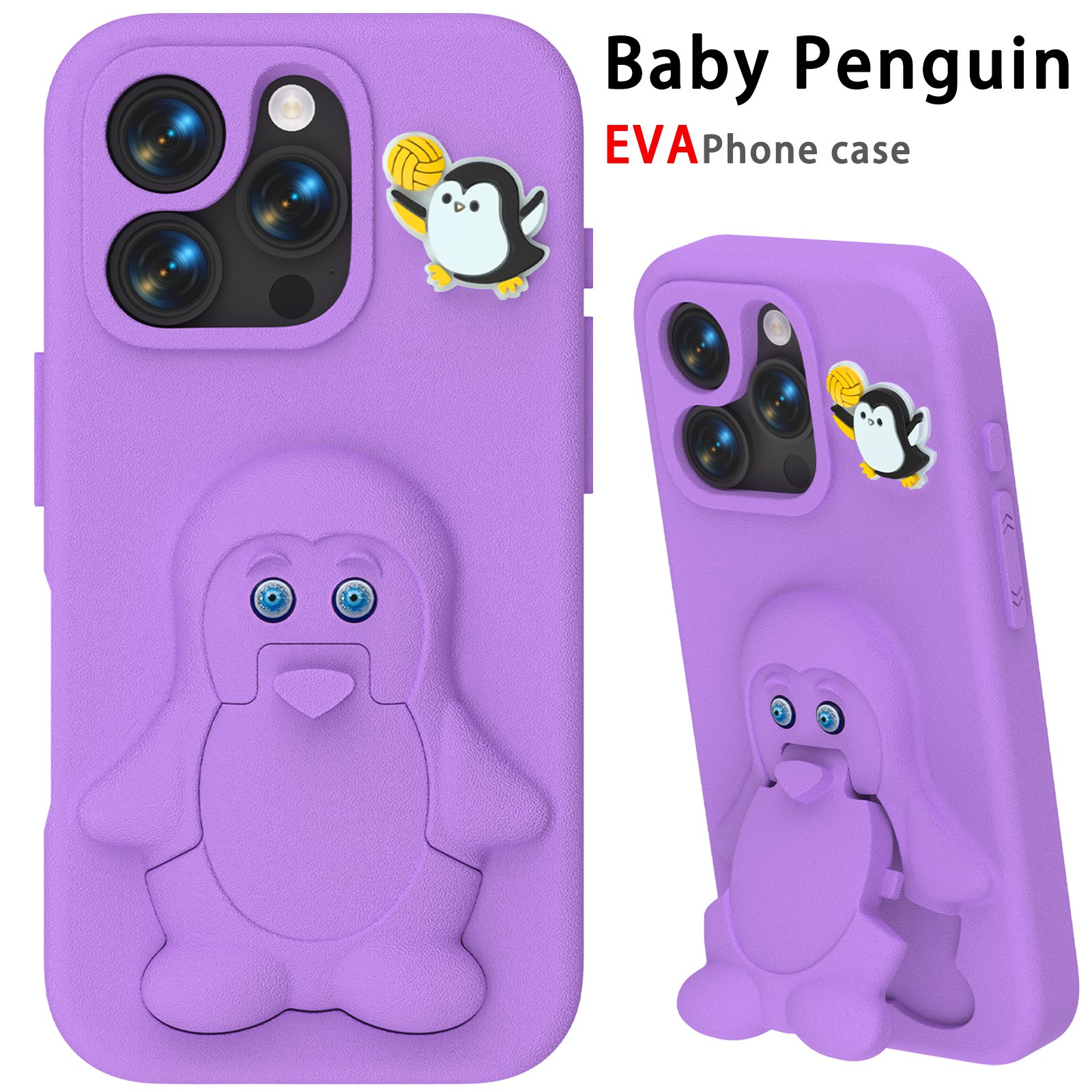 Cute Penguin-Shaped Phone Case purple (3)