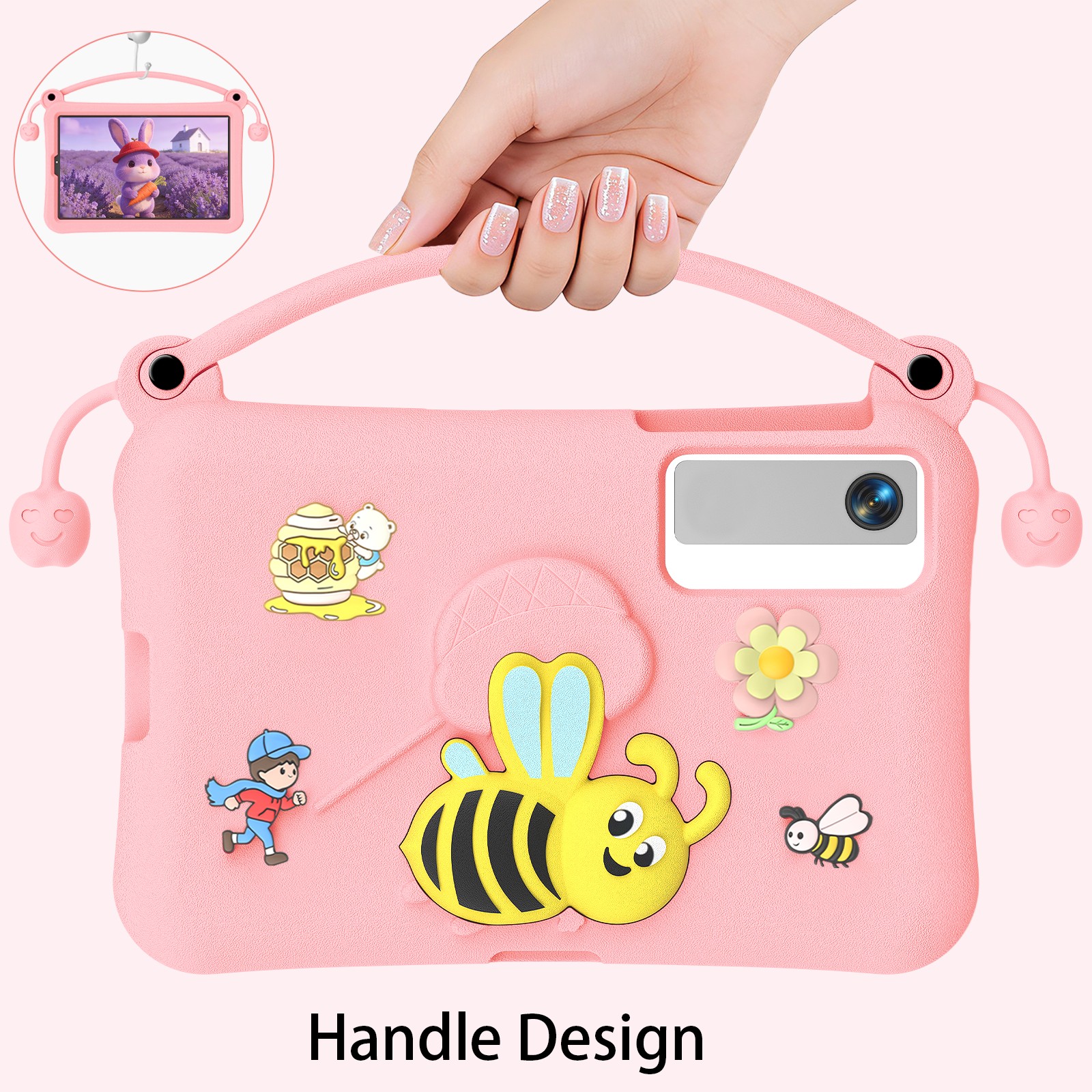 Housse de poignée antichoc rose pour enfants