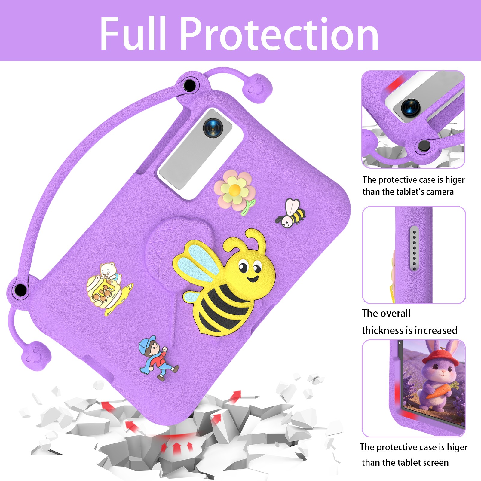 Housse de poignée antichoc violette pour enfants