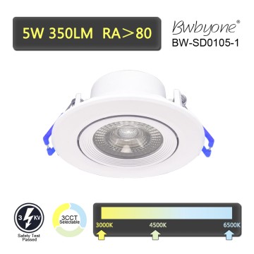 5W 350LM BW-SD0105 series LED Round Adjustable Recessed Mounted Downlight