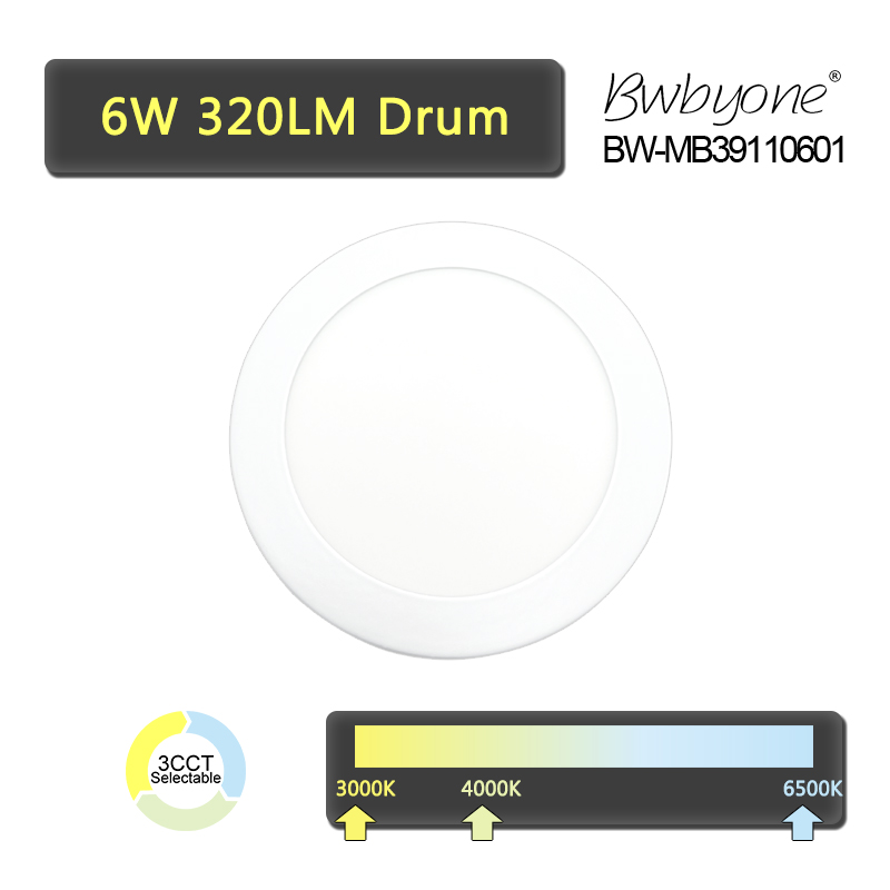 6W 320LM BW-MMB39110601 LED Flush Mounted Drum Light